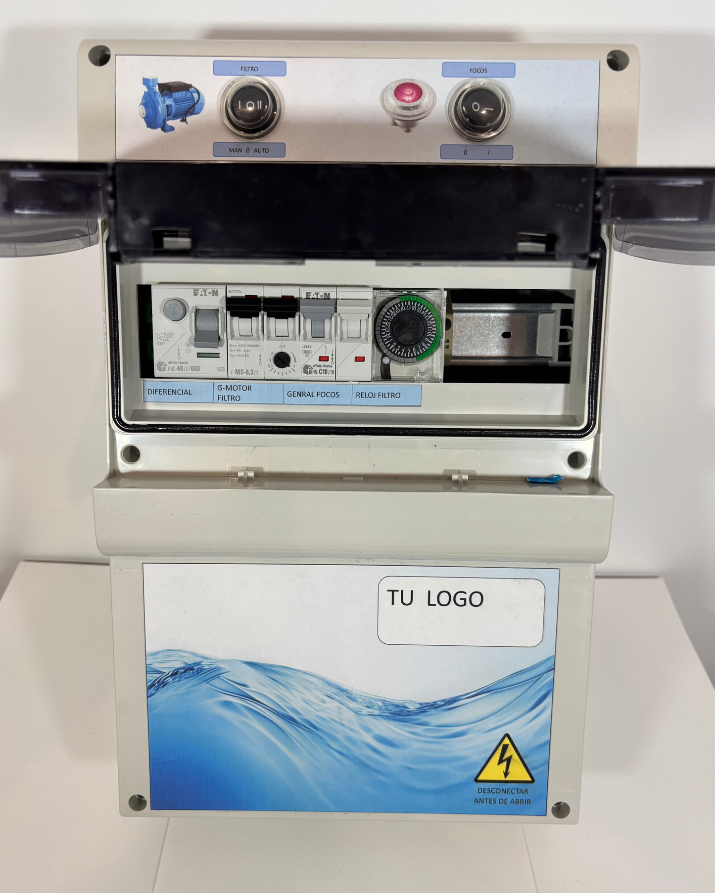 Cuadro Eléctrico ECO [TRIFÁSICO] para Piscina 1Filtro + Foco + E.S.