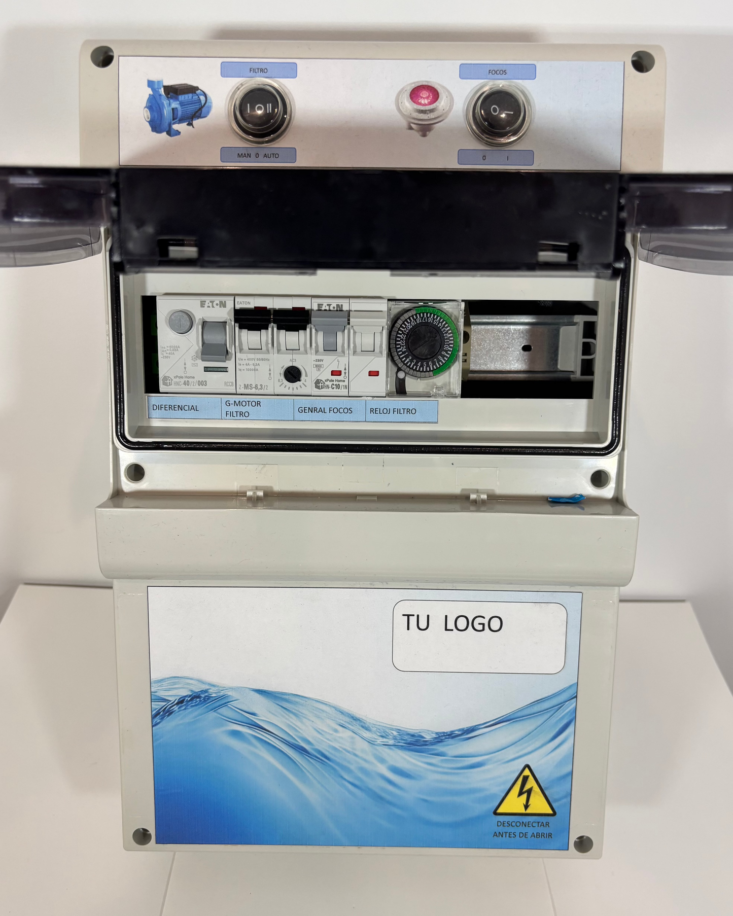Cuadro Eléctrico ECO [TRIFÁSICO] para Piscina 1Filtro + Foco + E.S.
